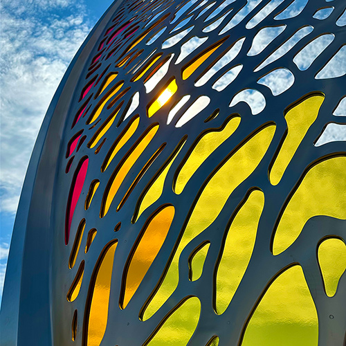 Everything Changes with a Dream — stainless steel, polycarbonate, and LED lights public art sculpture by Heath Satow, Lee's Summit, MO