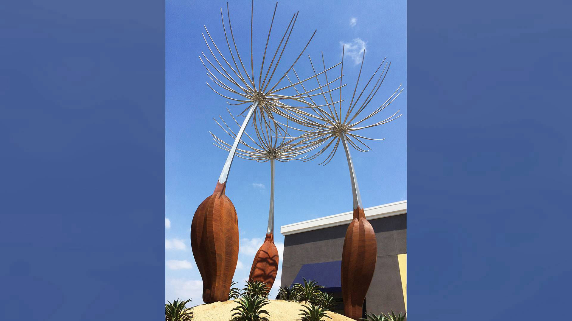 Wish — stainless steel and corten public art sculpture by Heath Satow, Los Angeles, CA