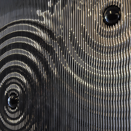 Ripple — mirror-polished aluminum and granite public art sculpture by Heath Satow, Los Angeles, CA